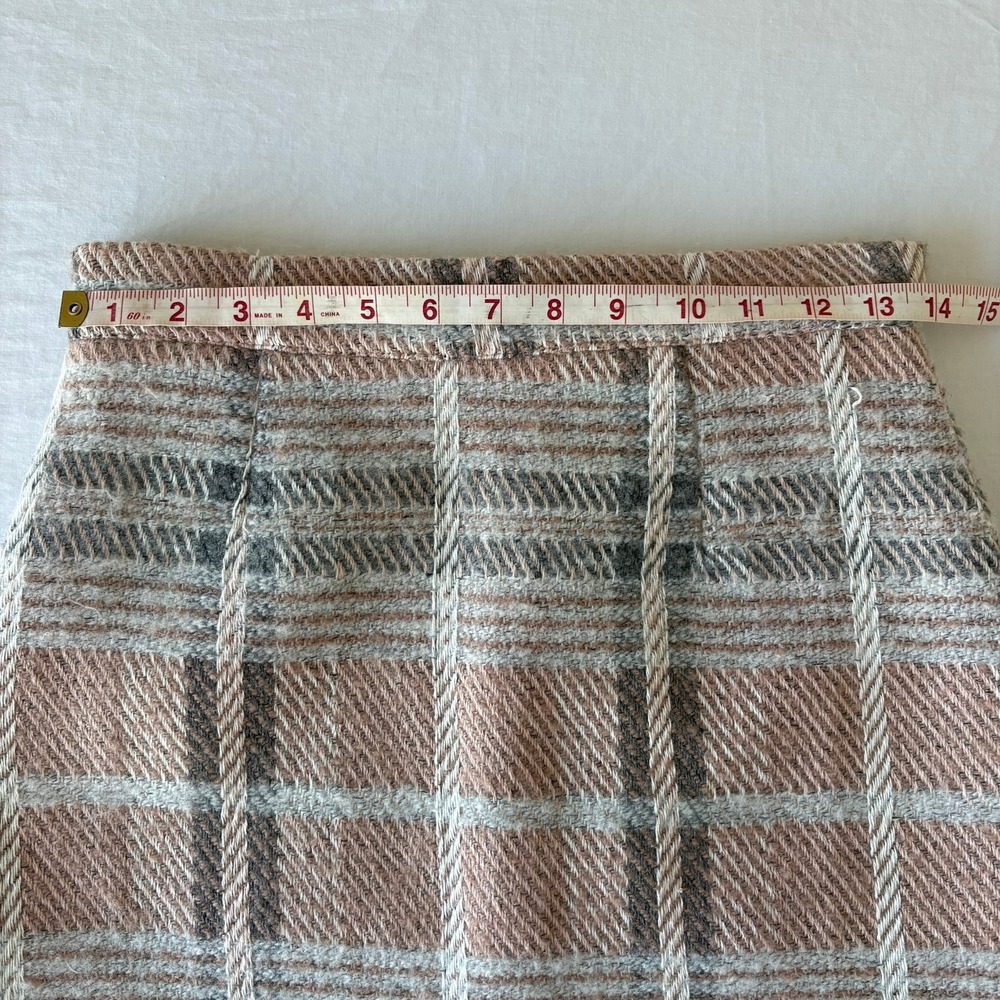 Lulus Tan Plaid Tweed Mini Skirt High Waisted A-Line Lined Size S - Picture 3 of 9